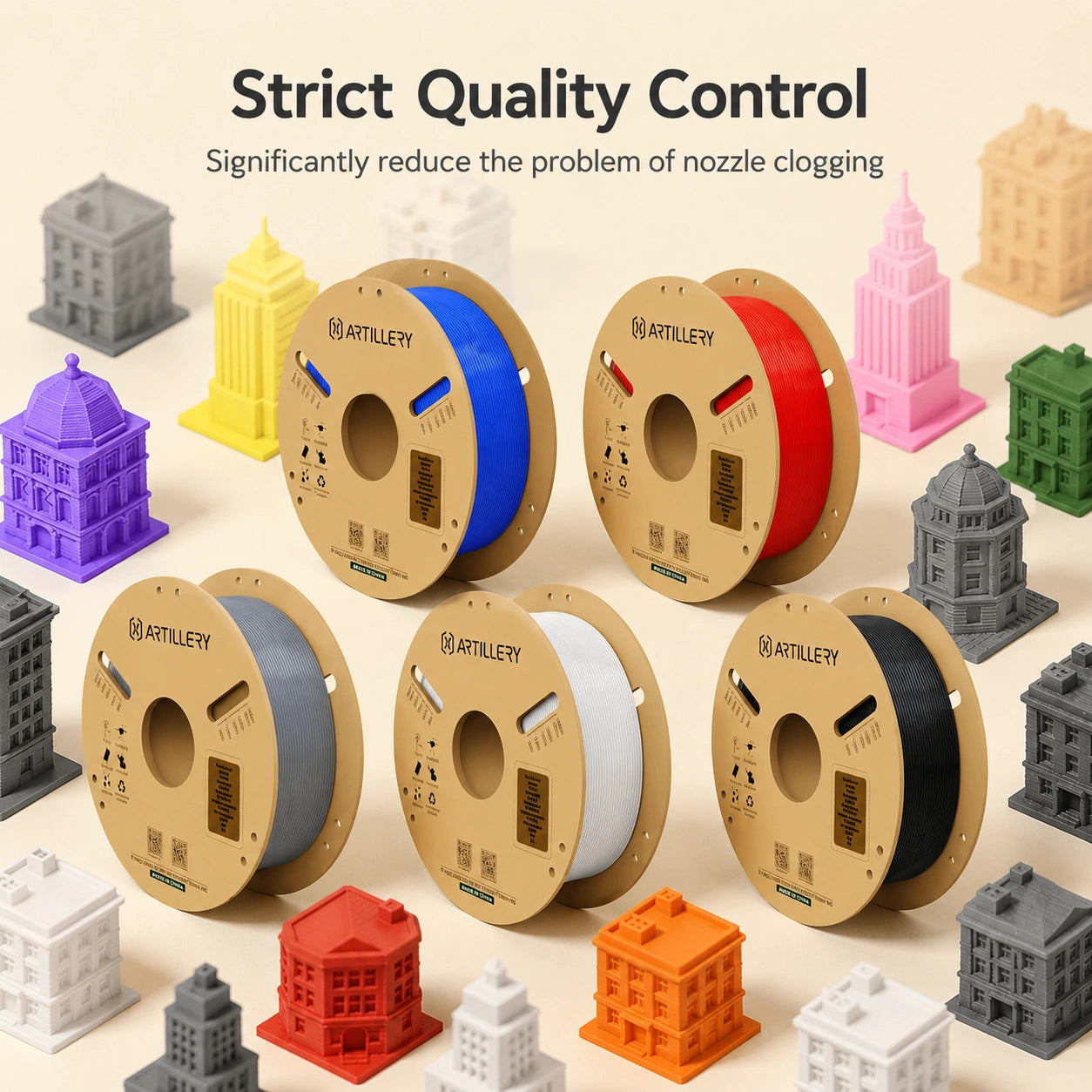 Lot de filaments PLA 5 couleurs